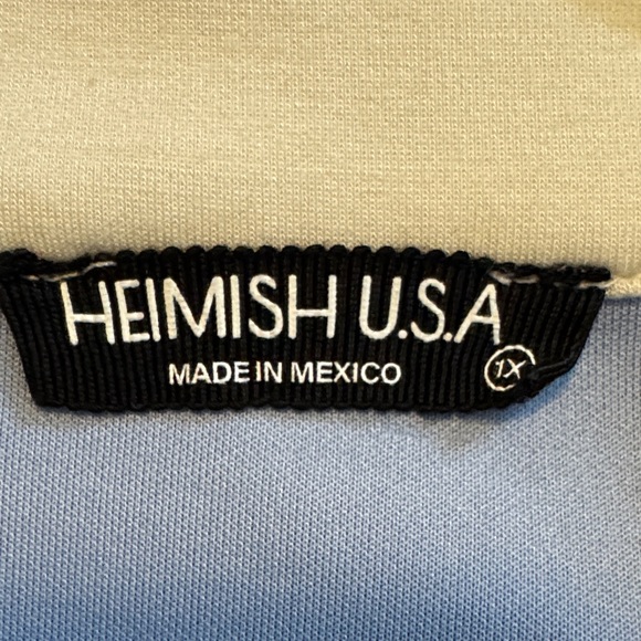 HEIMISH USA Blue and Cream 1/4 Zip Top - Picture 2 of 5